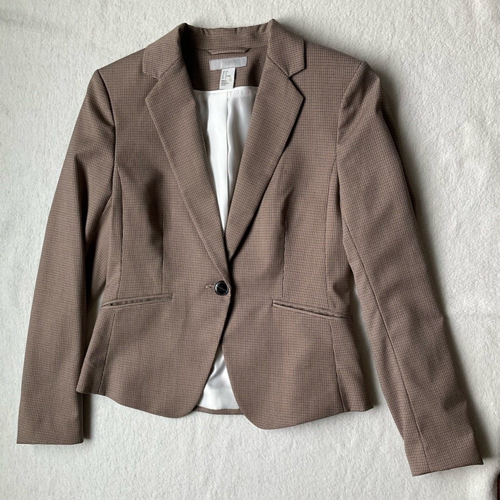 H&M Plaid One-button Blazer Size 8